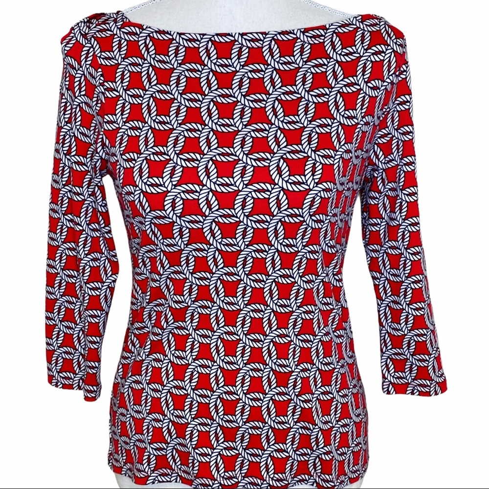 Talbots Nautical Rope Print With 3/4 Sleeves